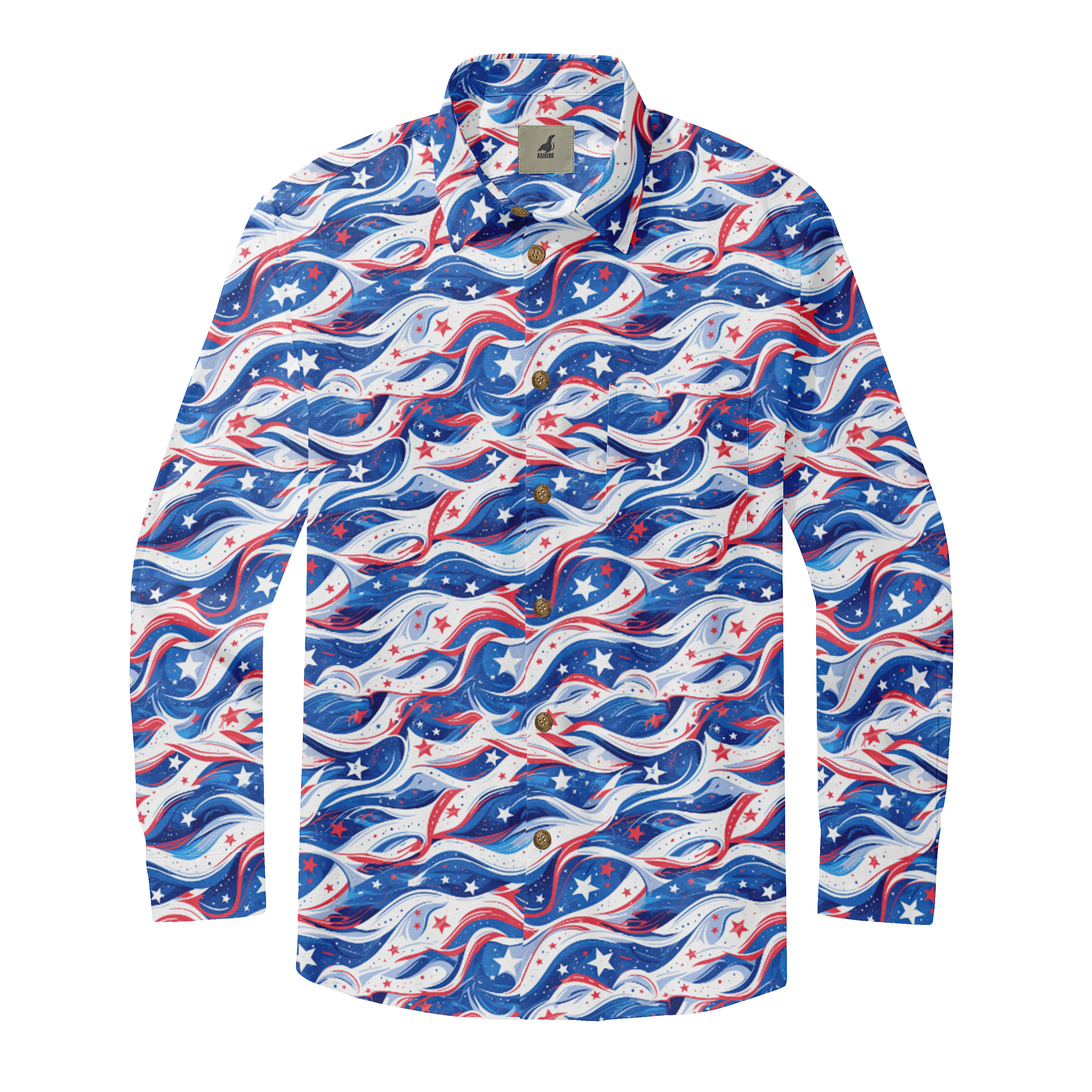 Patriotic Waves Long Sleeve Shirts