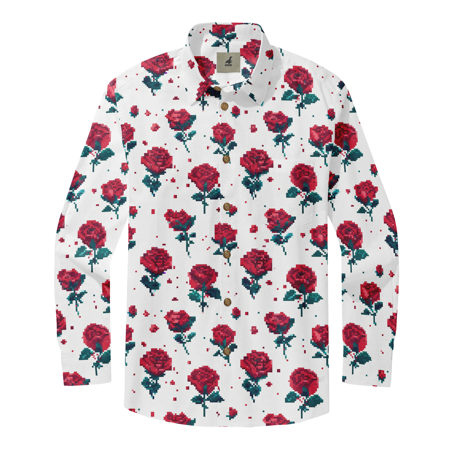 Pixel Roses Long Sleeve Shirts