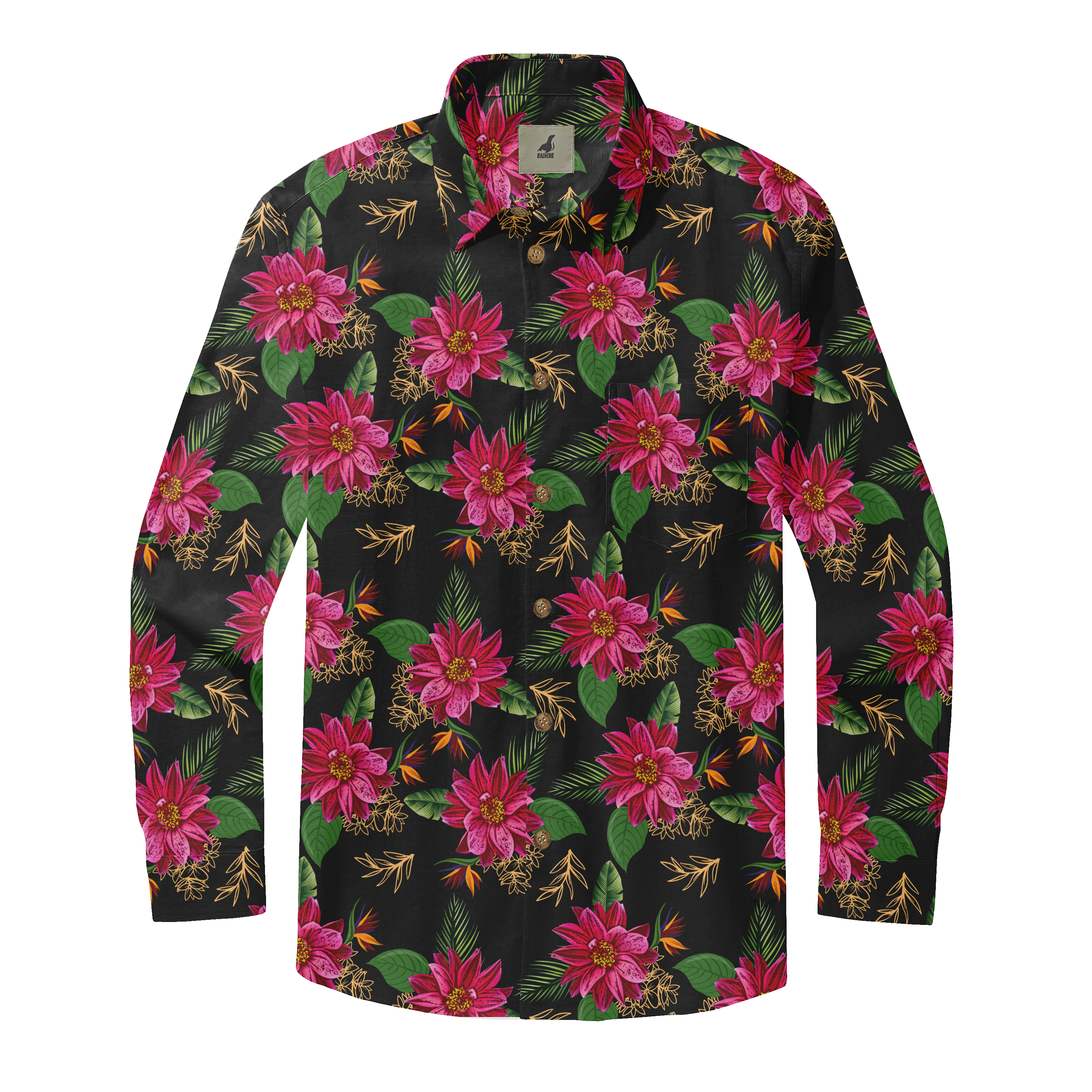 Flowing Floral Shadows Long Sleeve Shirts