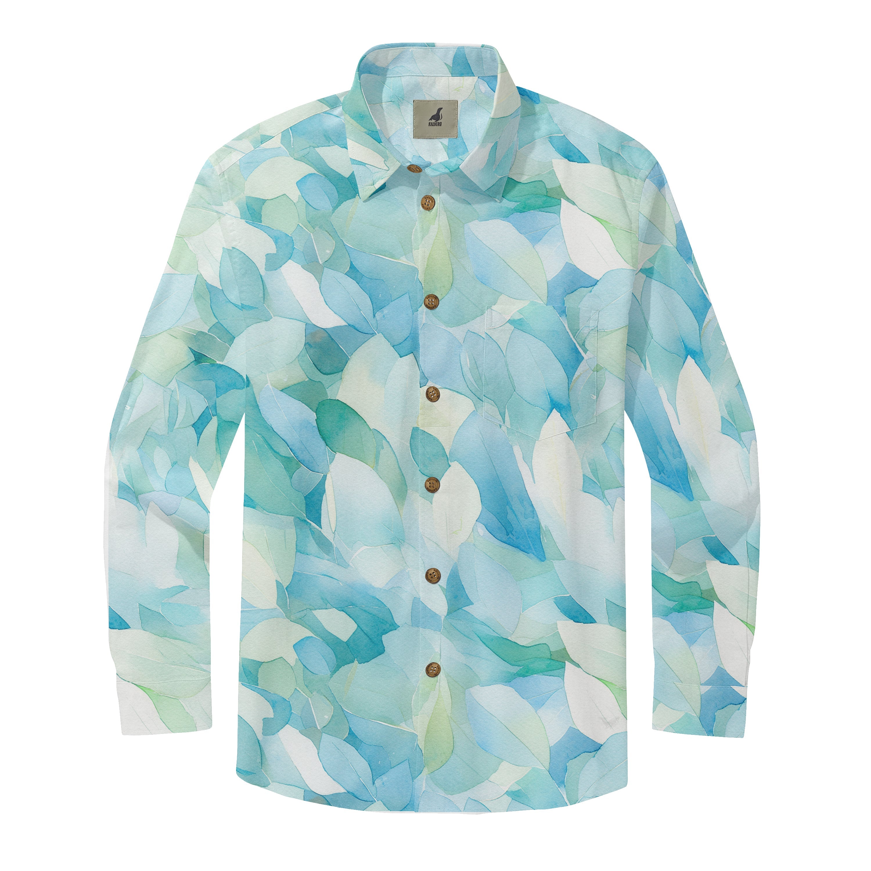 Aqua Petals Long Sleeve Shirts