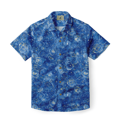 Blue floral pattern shirt inspired by Van Gogh&