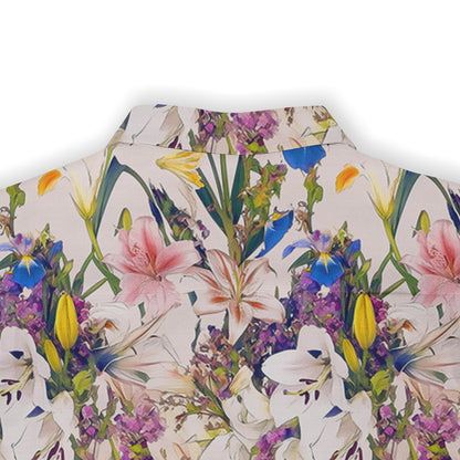 Intricate floral pattern on a shirt, bringing the beauty of nature to fashion.