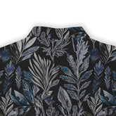 Elegant botanical print on a black short-sleeve shirt