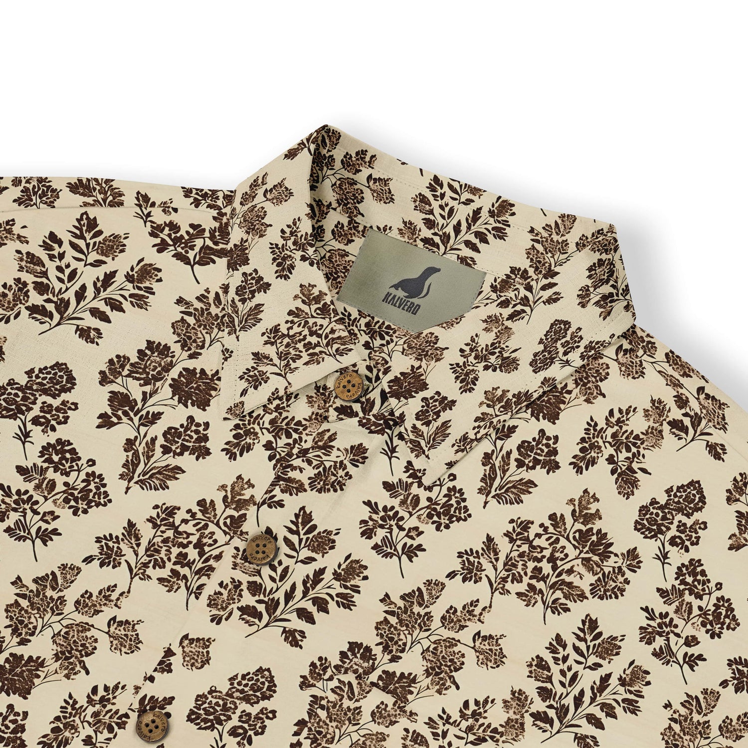 Nature-inspired floral design shirt in earthy tones