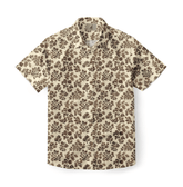 Beige shirt with intricate brown floral patterns