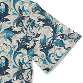 Floral and wave pattern shirt in soothing blue tones