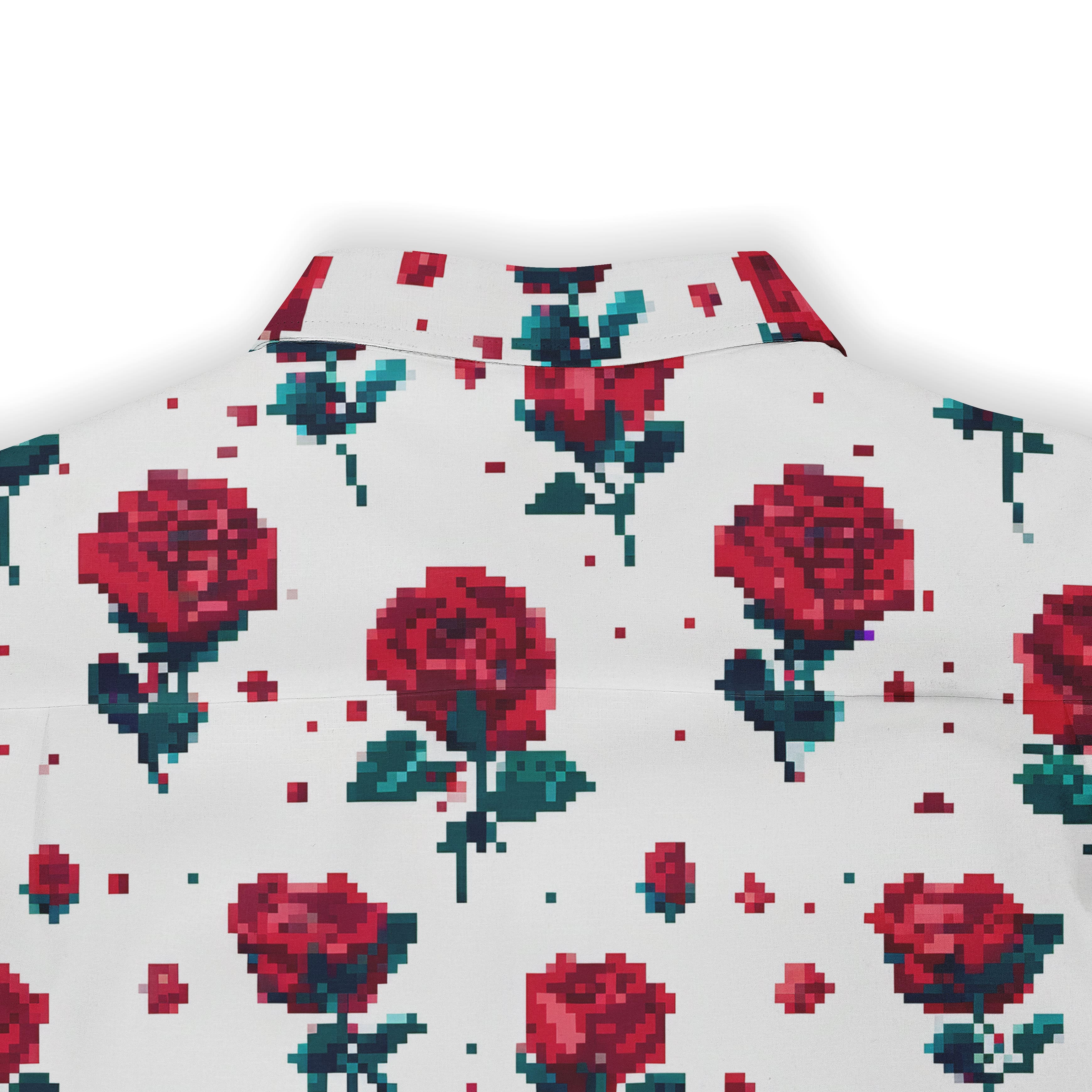 Modern pixelated rose print shirt