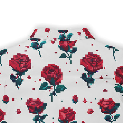 Modern pixelated rose print shirt