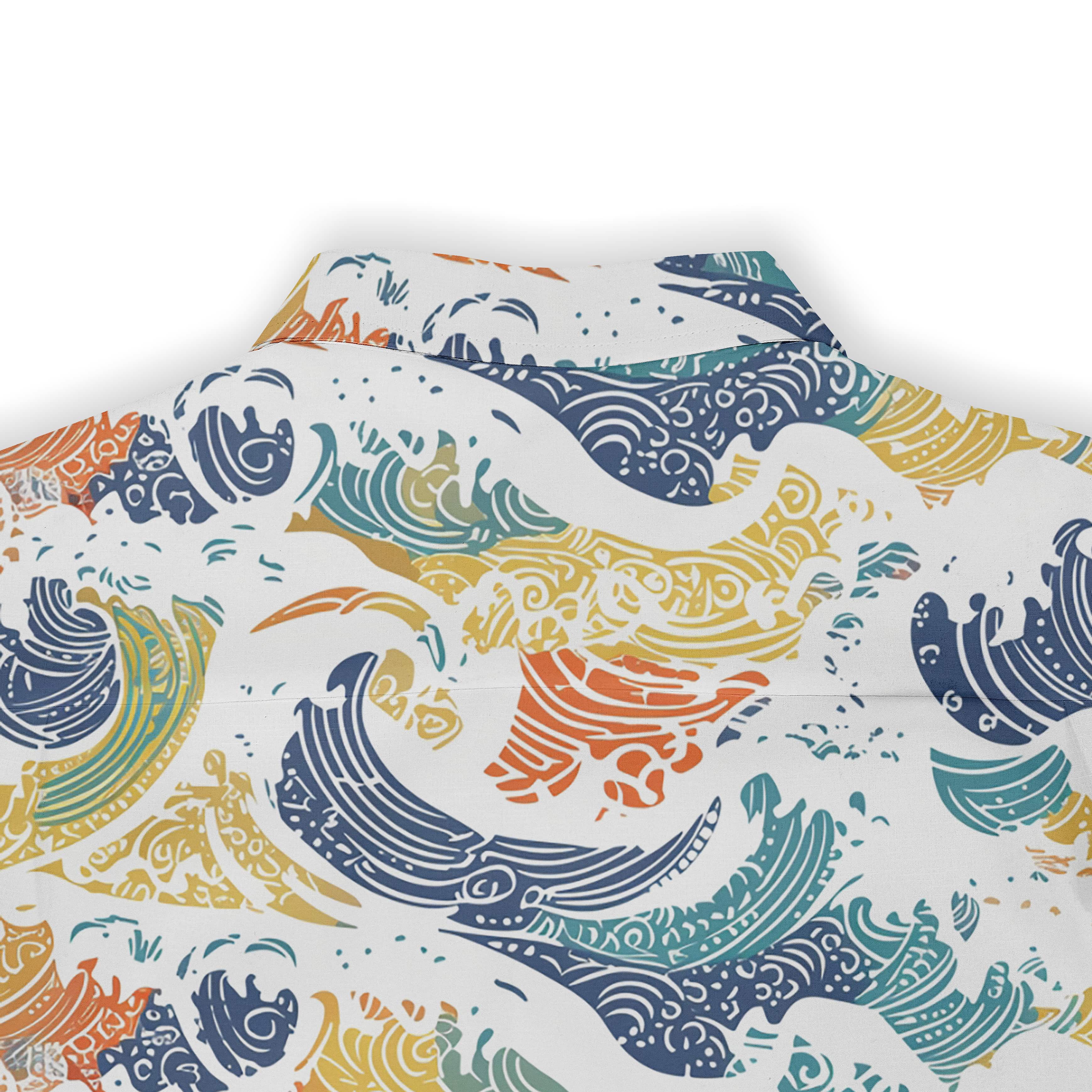 A shirt with intricate and vibrant wave patterns, symbolizing the power and beauty of the ocean.