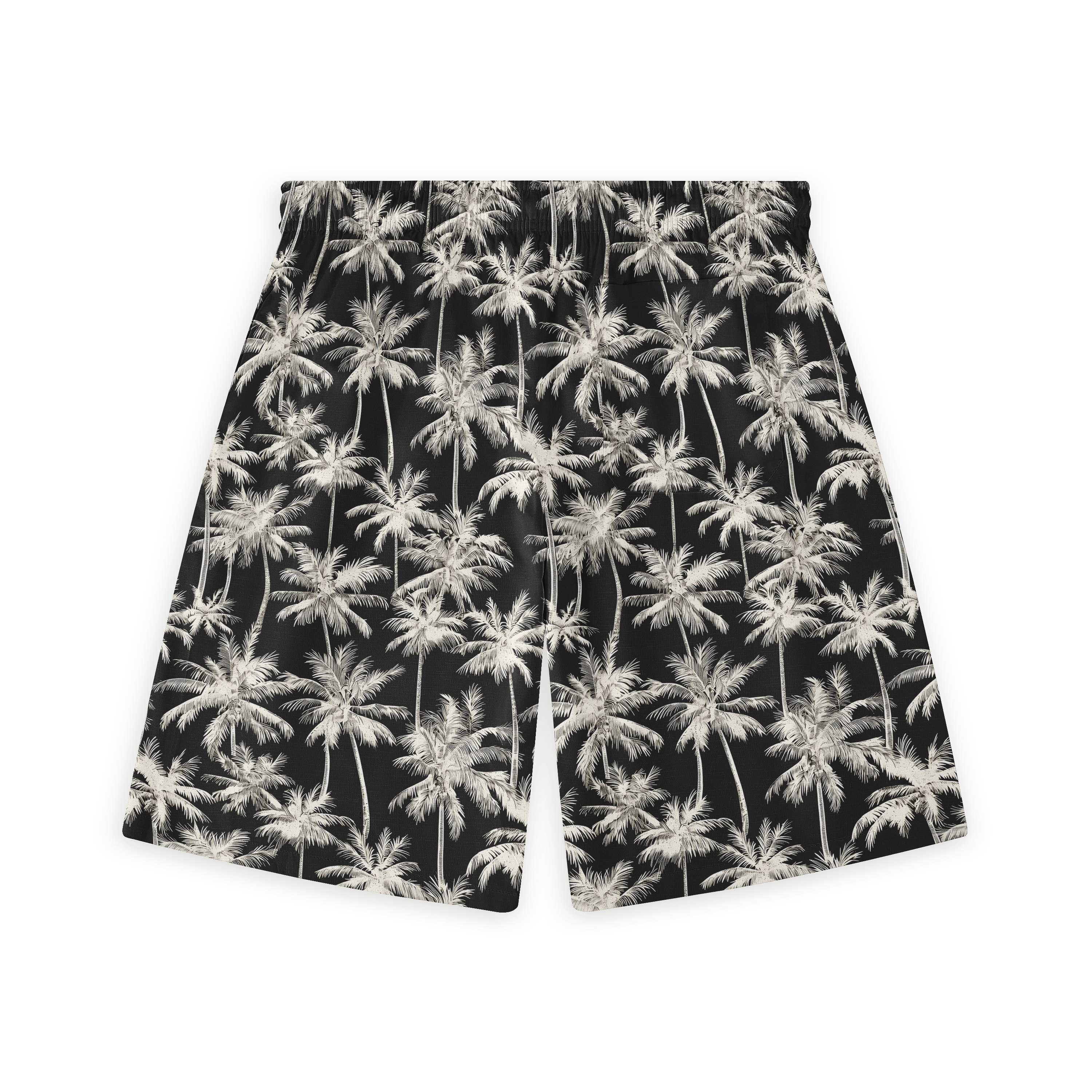 Serene palm oasis short featuring intricate white palm trees on a black background.