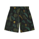 The back view of these shorts showcases the same vibrant leaf pattern, providing a seamless and stylish look from every angle. Perfect for any casual outing.